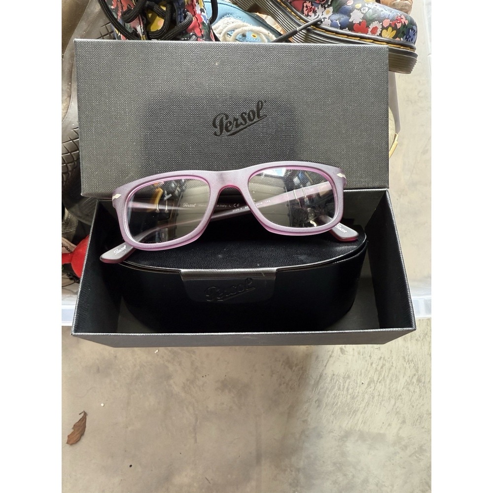 Persol Eyeglasses Frames 3029-V 9002 Matte Purple Square Full Rim 50-19-145